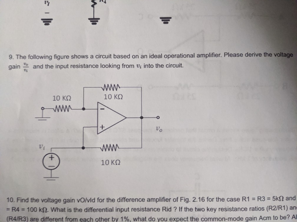 Solved 9. The following figure shows a circuit based on an | Chegg.com
