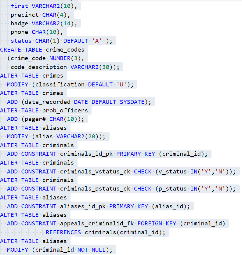 Solved Case Study: City Jail Submit an sql scriptfile with | Chegg.com