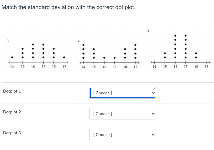 Solved Match The Standard Deviation With The Correct Dot 5473