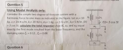 Solved Question 5 Using Modal Analysis only: Consider the | Chegg.com