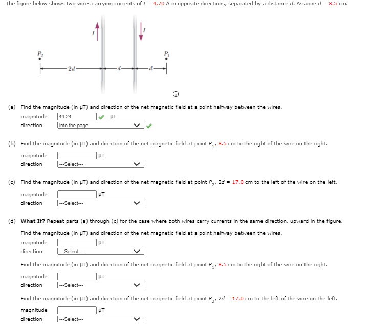 Solved The figure below shows two wires carrying currents of | Chegg.com