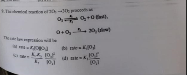 The chemical reaction of 2O3→3O2 ﻿proceeds | Chegg.com