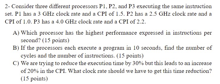 Solved 2- ﻿Consider Three Different Processors P1,P2, ﻿and | Chegg.com