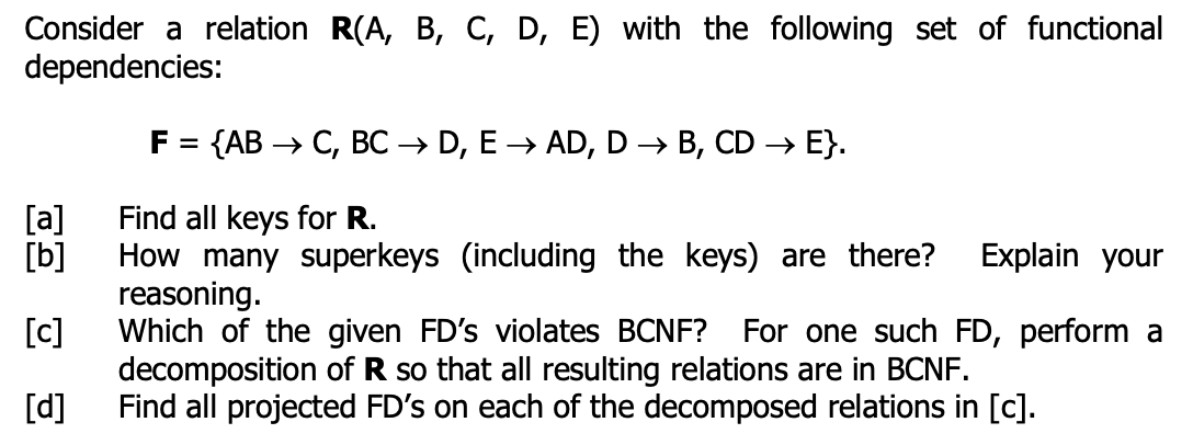 Solved Consider A Relation Ra B C D E With The 3355