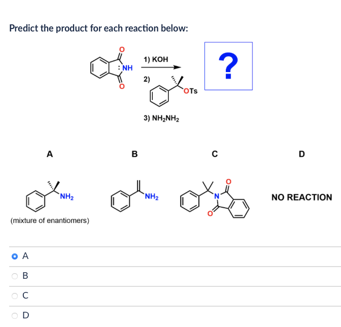 Solved Predict the product for each reaction below: 1) KOH | Chegg.com