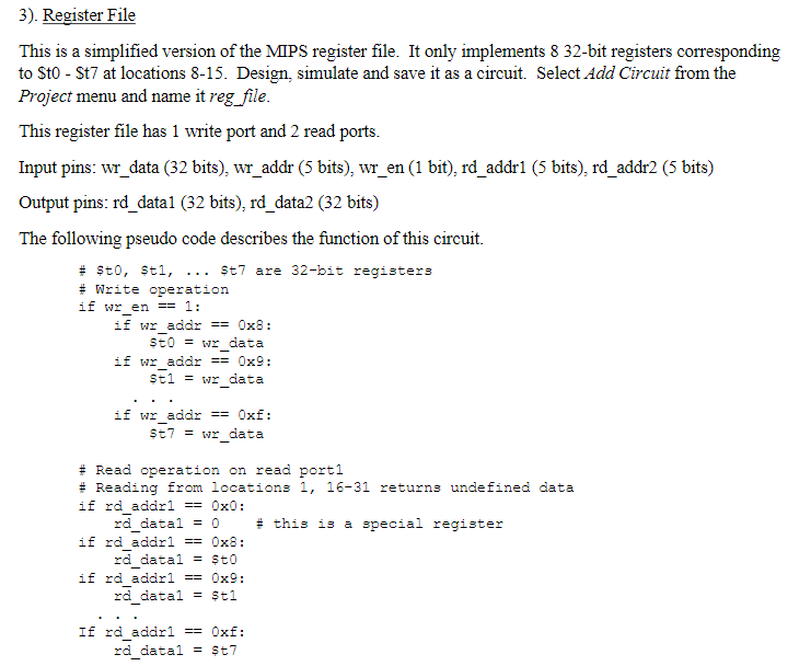 3). Register File This is a simplified version of the | Chegg.com