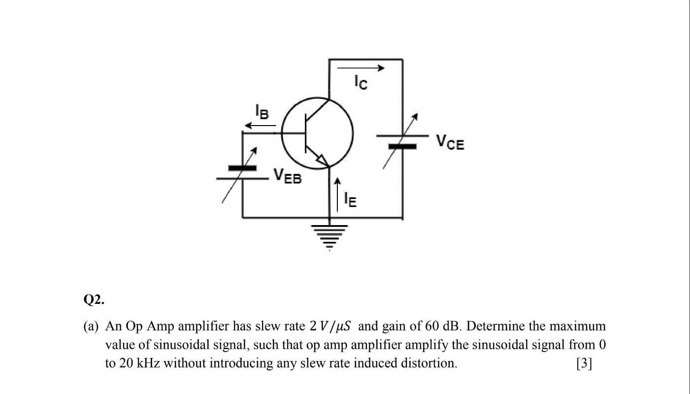 Solved (a) An Op Amp Amplifier Has Slew Rate 2 V/μS And Gain | Chegg.com