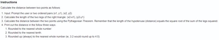 Solved Instructions Calculate the distance between two | Chegg.com