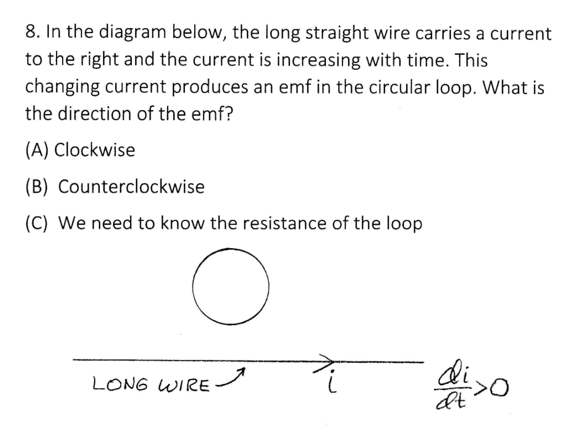 Solved 8. In the diagram below, the long straight wire | Chegg.com