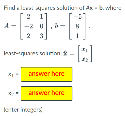 Solved Find A Least-squares Solution Of Ax=b, Where | Chegg.com