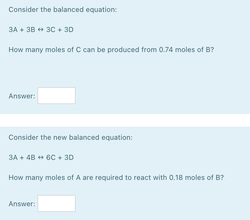 Solved Consider the balanced equation: 3A + 3B + 3C + 3D How | Chegg.com