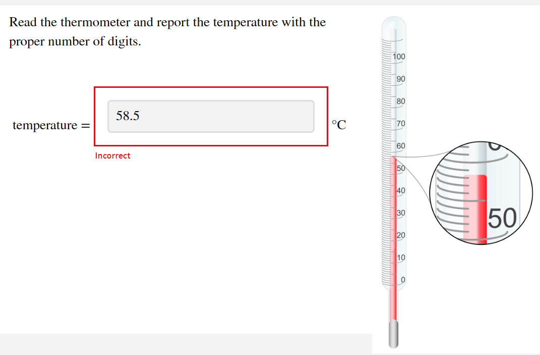Solved Read the thermometer and report the temperature with