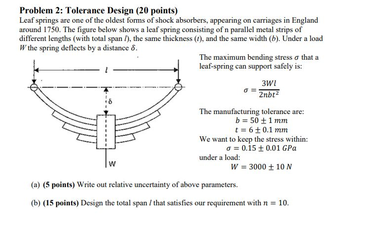 Problem 2: Tolerance Design (20 points) Leaf springs | Chegg.com