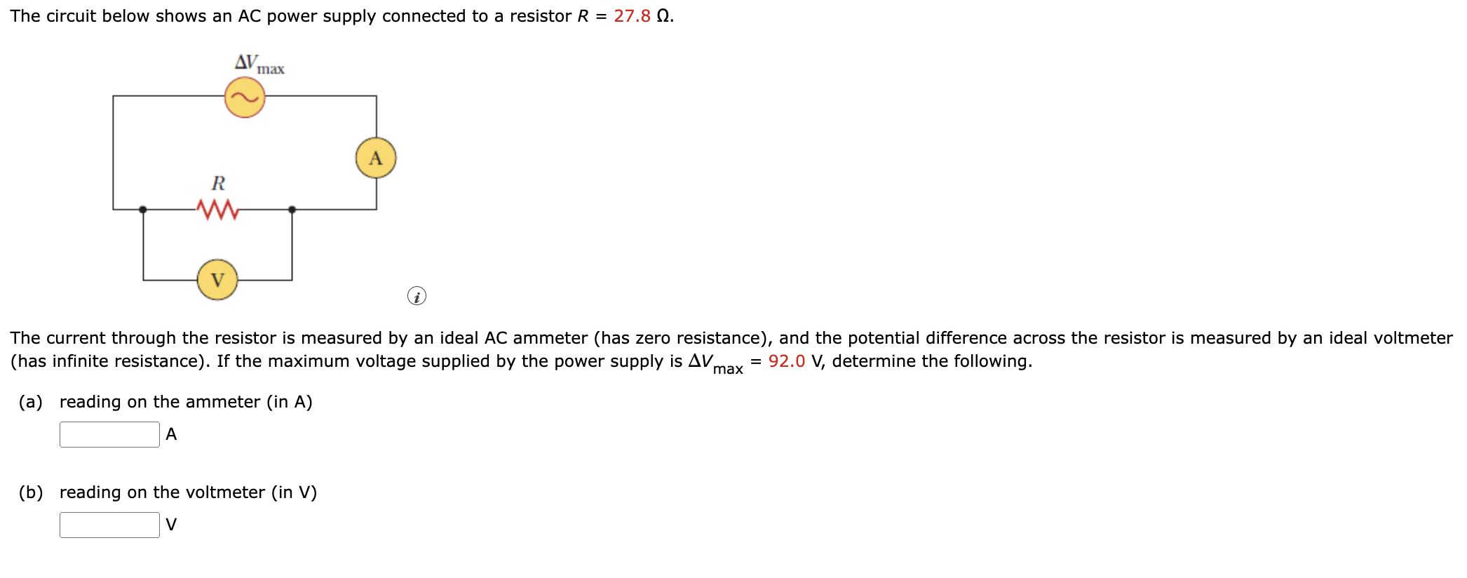 Solved The circuit below shows an AC power supply connected | Chegg.com