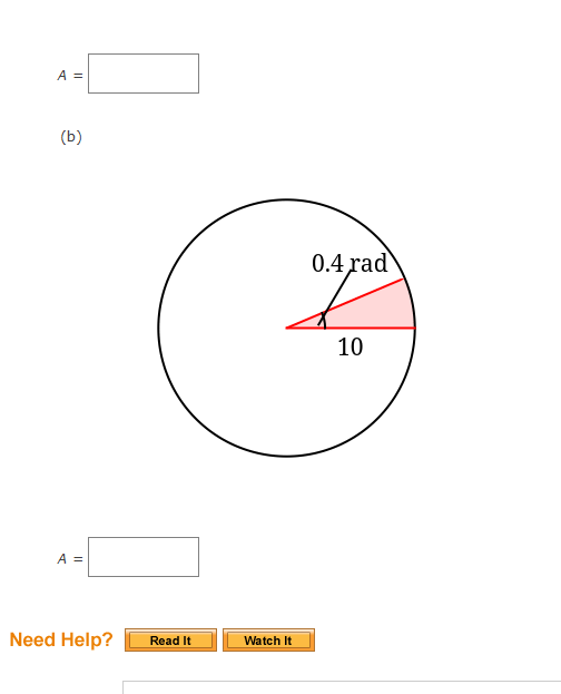 Solved Find the area A of the sector shown in each figure. | Chegg.com