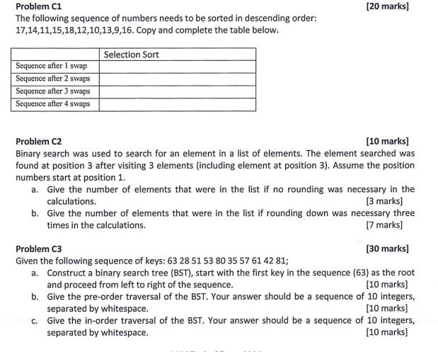 Solved Problem C1 [20 marks] The following sequence of | Chegg.com