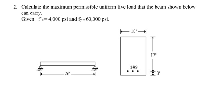 Solved 2. Calculate the maximum permissible uniform live | Chegg.com