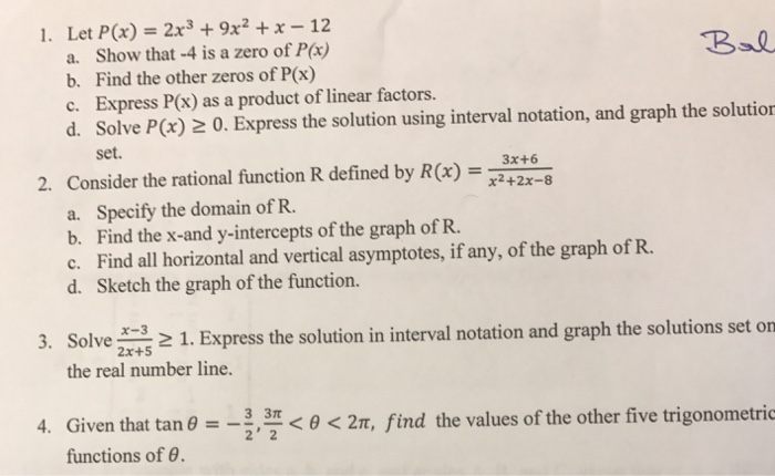 Solved Let P X 2x 3 9x 2 X 12 A Show That 4 Is A