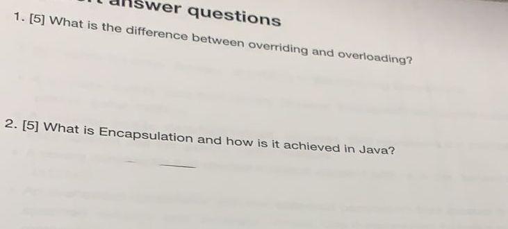 Solved swer questions 1. [5] What is the difference between | Chegg.com