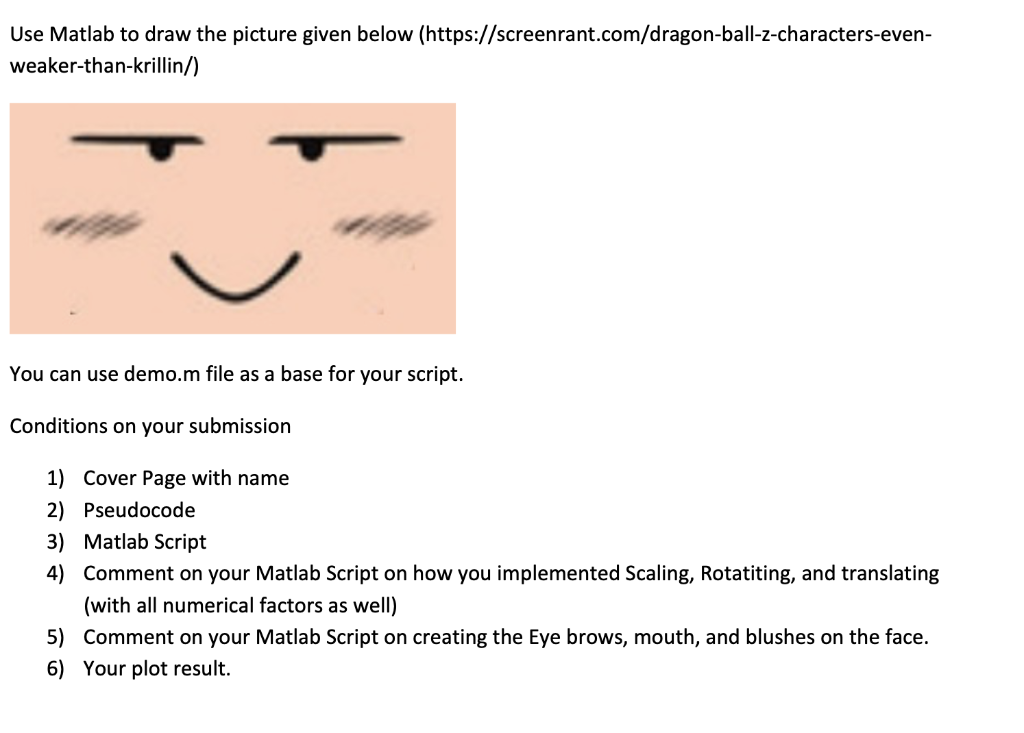 Matlab Using Cartoon Use Matlab to draw the picture given below | Chegg.com