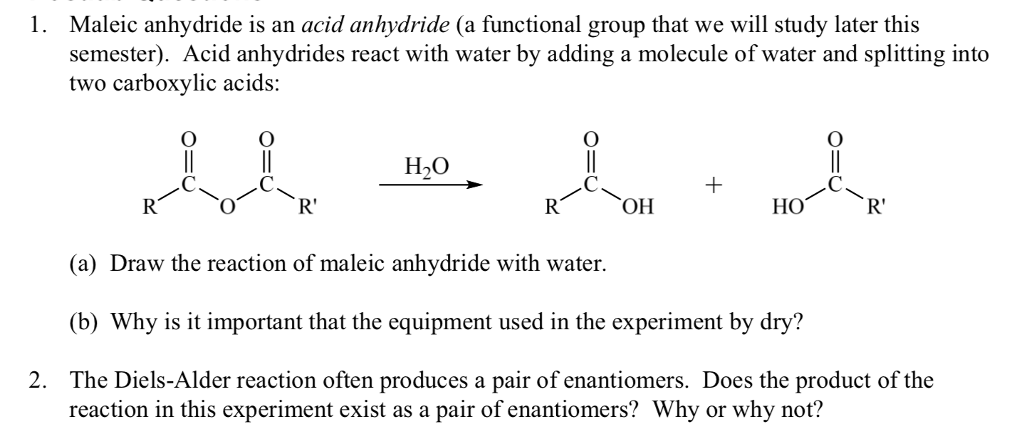 Solved 1. Maleic anhydride is an acid anhydride (a | Chegg.com