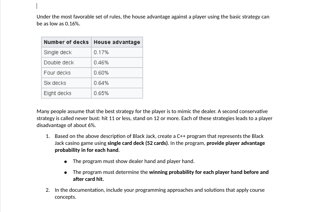 Basic blackjack strategy chart