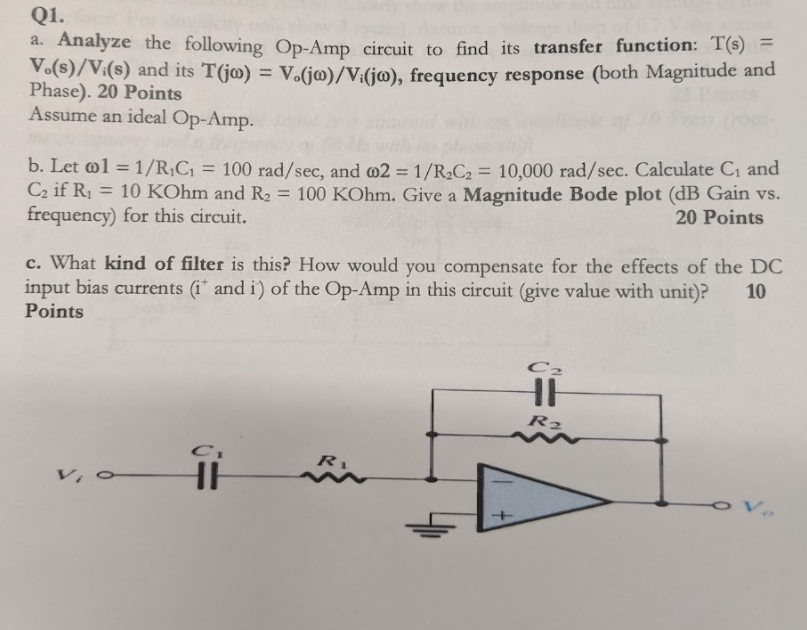 Solved Q1. A. Analyze The Following Op-Amp Circuit To Find | Chegg.com