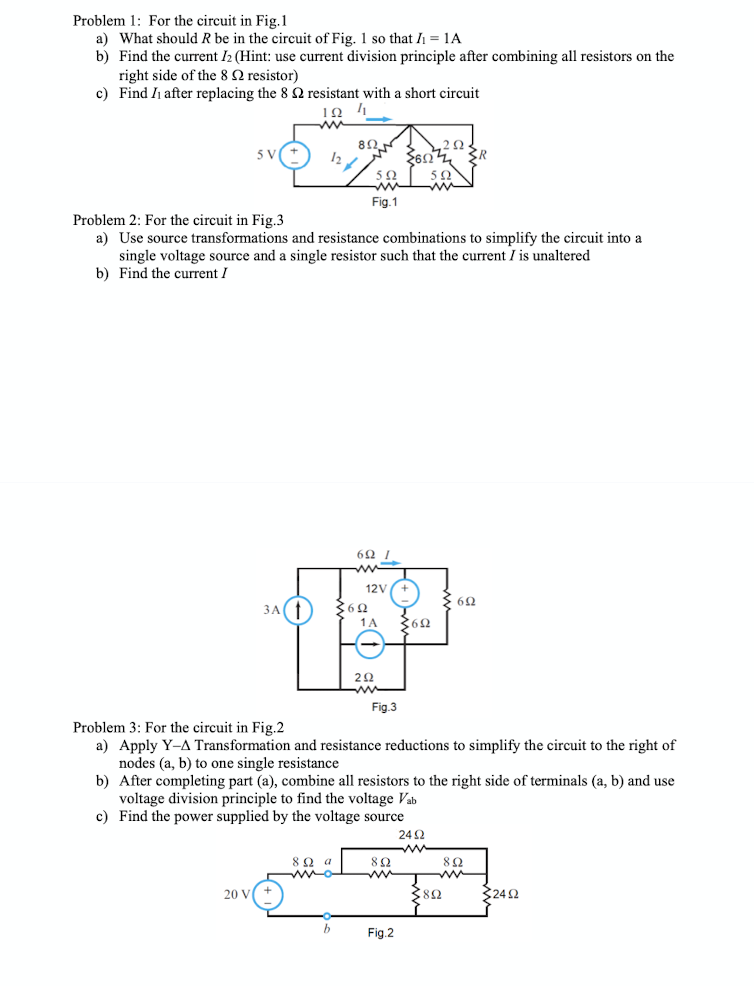 Solved Problem 1: For The Circuit In Fig.1 A) What Should R | Chegg.com