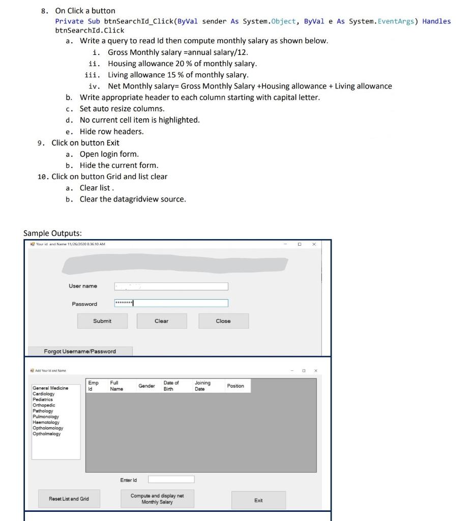 5. Design Emp.vb form as shown below. Add Your lid | Chegg.com