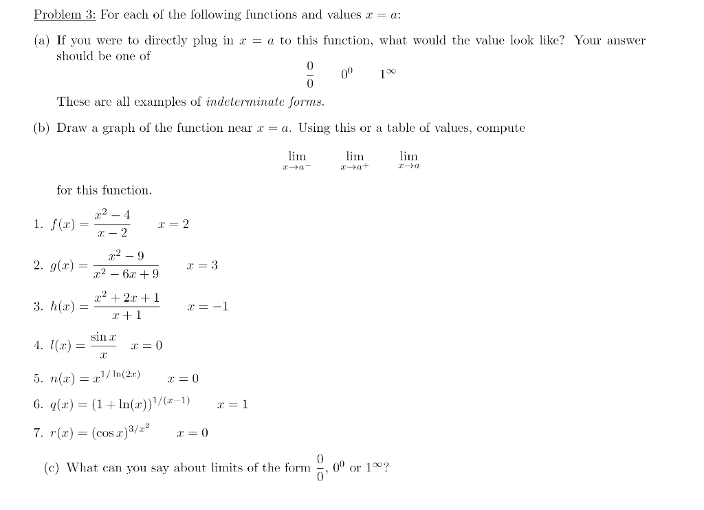 Solved Problem 3: For Each Of The Following Functions And | Chegg.com