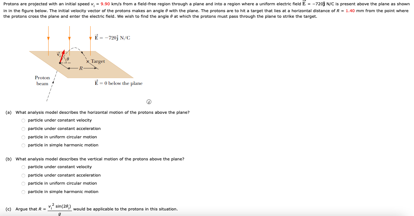 Solved Protons Are Projected With An Initial Speed V 9 Chegg Com