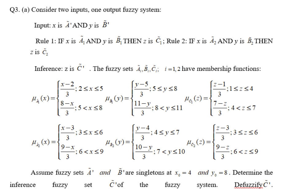 Solved Q3 A Consider Two Inputs One Output Fuzzy Syst Chegg Com