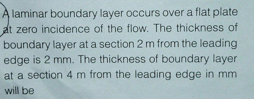 Solved A laminar boundary layer occurs over a flat plate at | Chegg.com