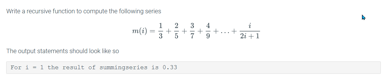 Solved Write a recursive function to compute the following | Chegg.com