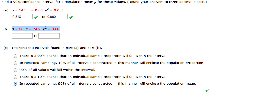 Solved Find a 90% confidence interval for a population mean | Chegg.com