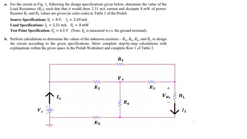 Solved a. For the circuit in Fig. 1, following the design | Chegg.com