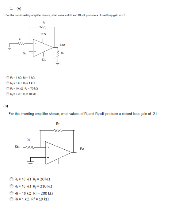 Solved 1. (A) For The Non-inverting Amplifier Shown, What | Chegg.com