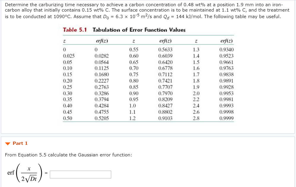Solved Determine the carburizing time necessary to achieve a | Chegg.com