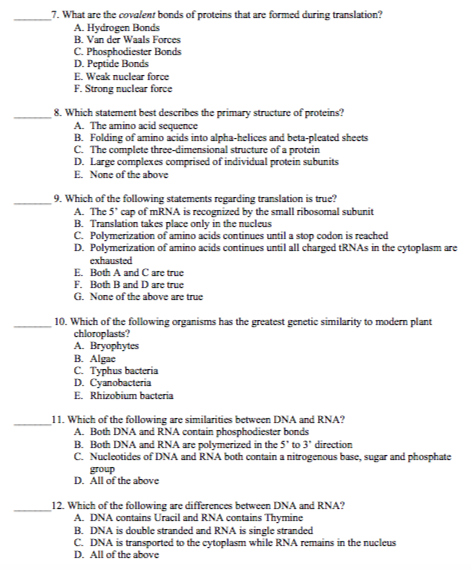 Solved 7. What are the covalent bonds of proteins that are | Chegg.com