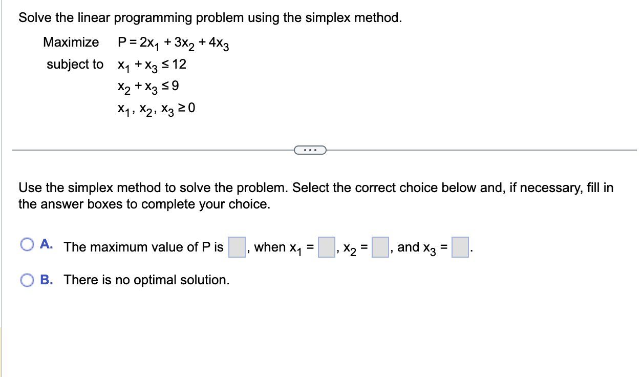 Solved Solve the linear programming problem using the | Chegg.com