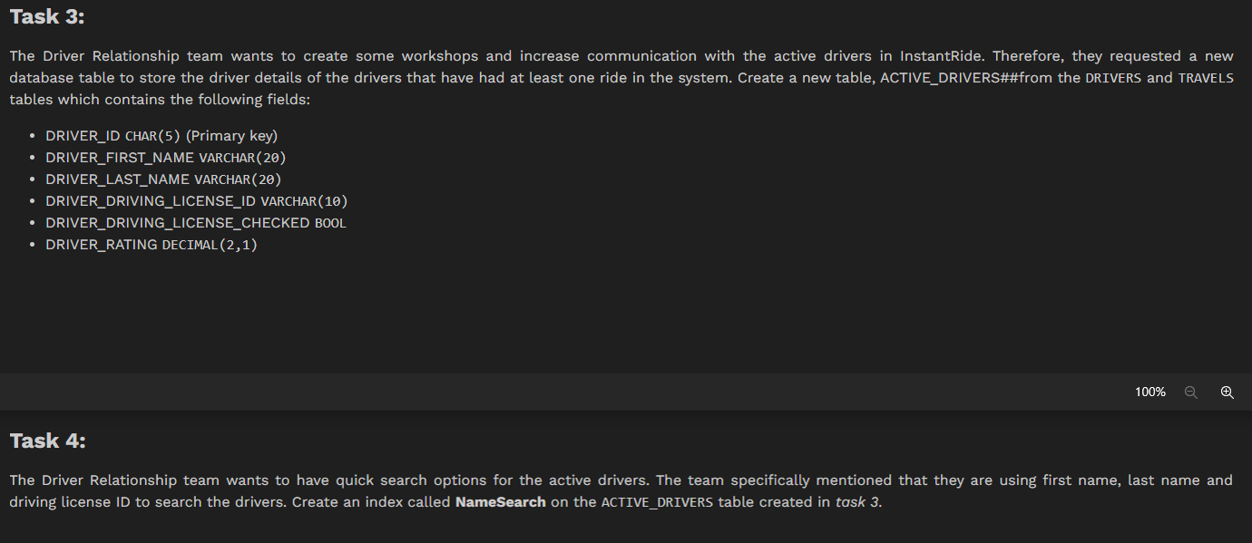 Solved Task 4:The Driver Relationship team wants to have | Chegg.com