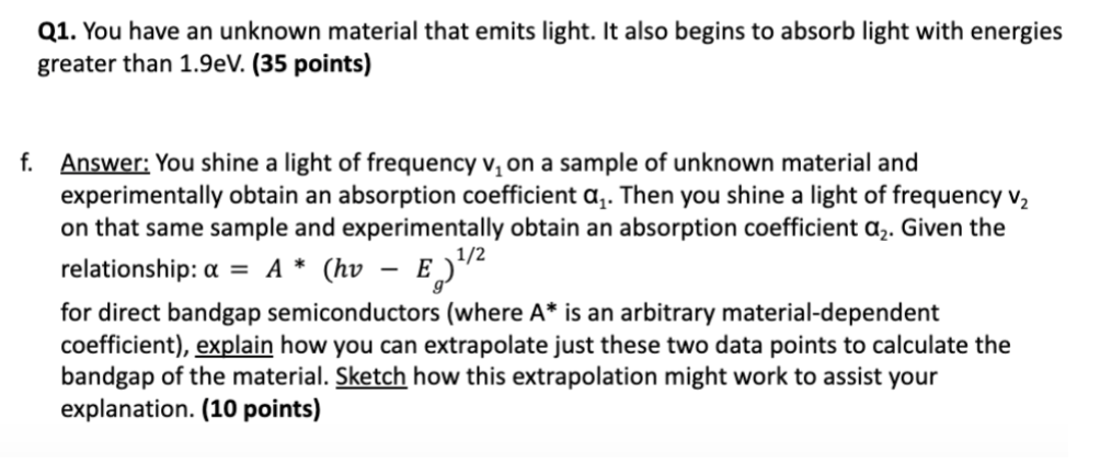 Solved Q1. You have an unknown material that emits light. It | Chegg.com