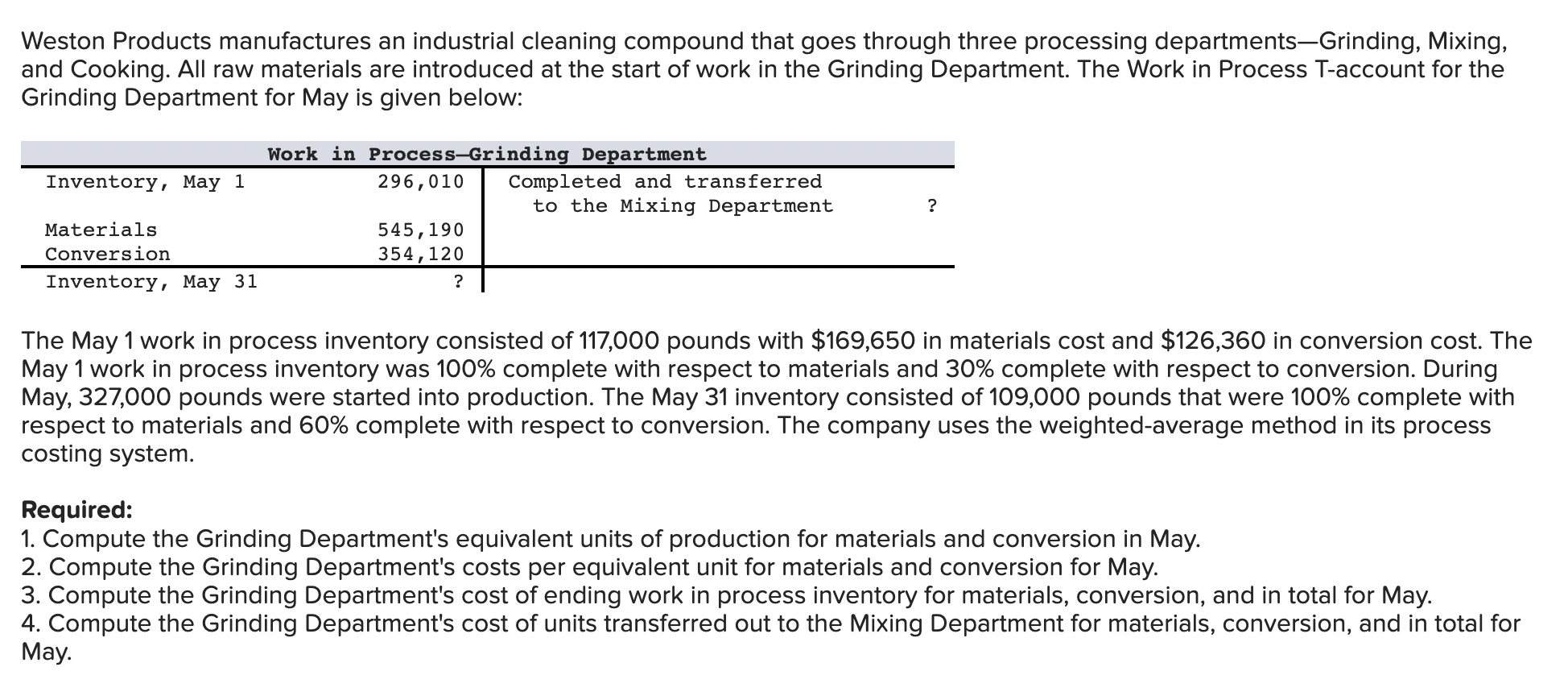 solved-weston-products-manufactures-an-industrial-cleaning-chegg