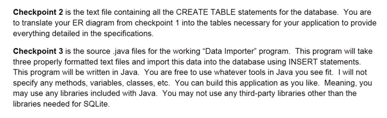 Solved Checkpoint 3 with Java file. Basically it has to read | Chegg.com