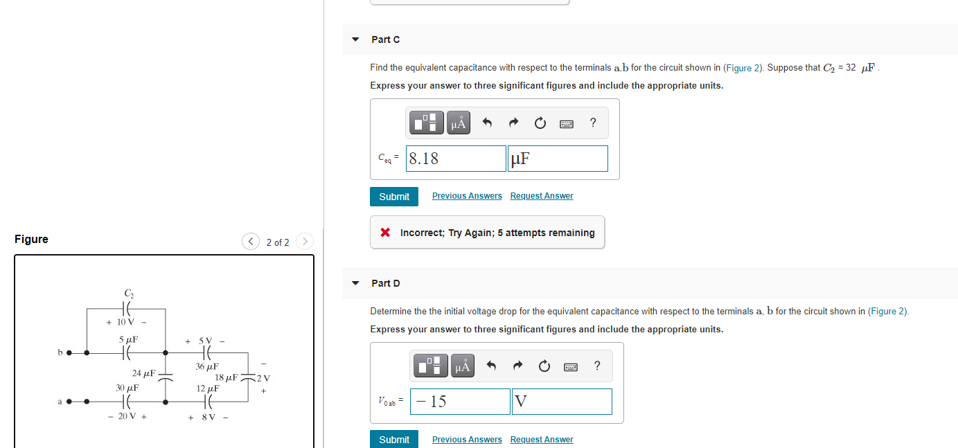 Solved Y Part A Find The Equivalent Capacitance With Respect | Chegg.com