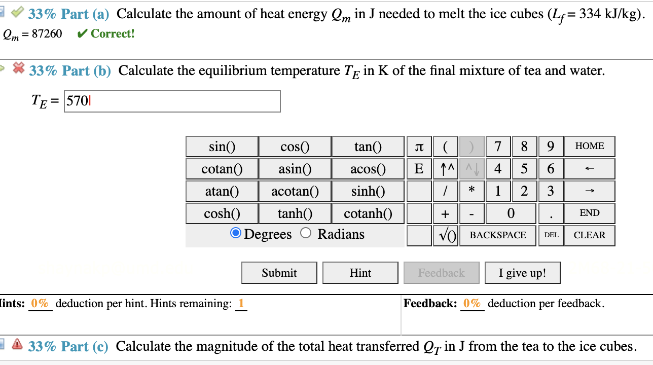 Solved 33% Part (a) Calculate the amount of heat energy Im | Chegg.com