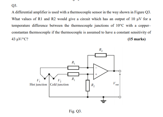 Solved Q3. A differential amplifier is used with a | Chegg.com
