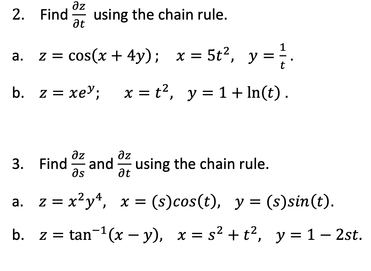 Solved дz 2 Find At Using The Chain Rule A Z Cos X