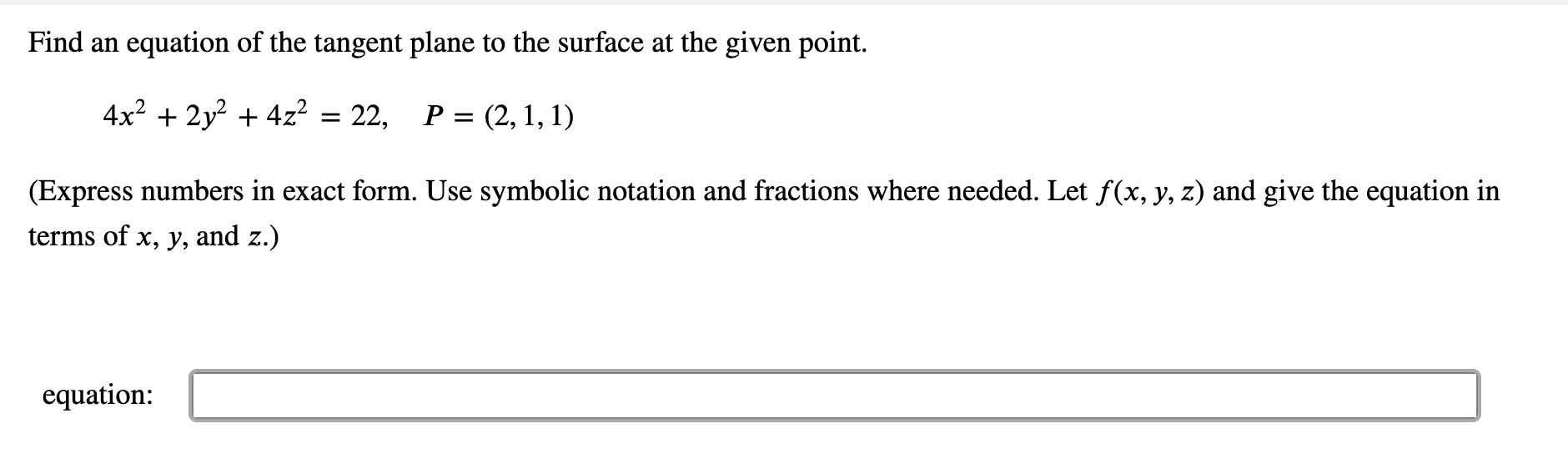 Solved Find an equation of the tangent plane to the surface | Chegg.com