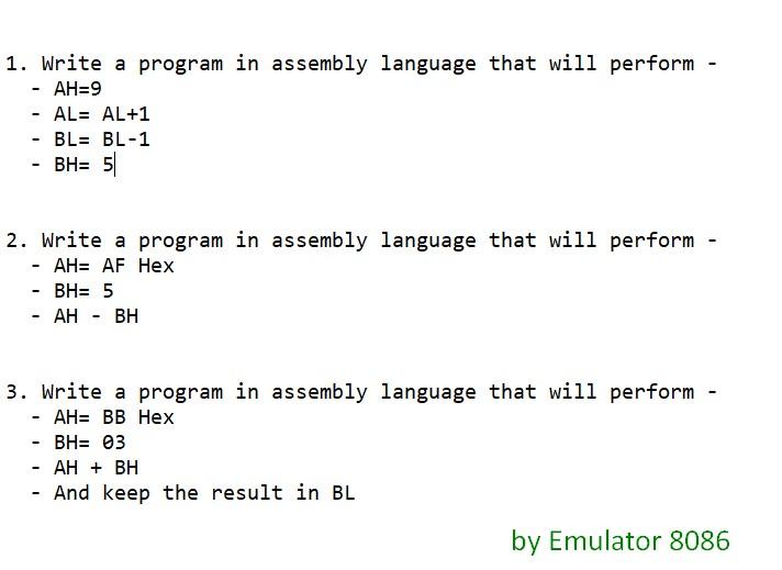 Solved - - 1. Write A Program In Assembly Language That Will | Chegg.com